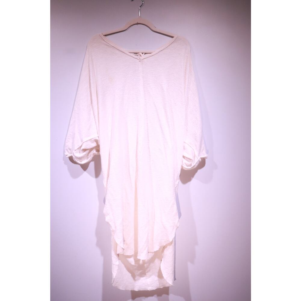 Free People Cream Oversized Tunic Dress Boho Slouchy High Low Hem
